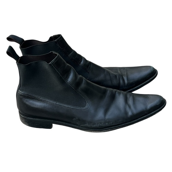 Donald J. Pliner men’s black leather pointed toe Chelsea boots Made in Italy - Picture 1 of 9